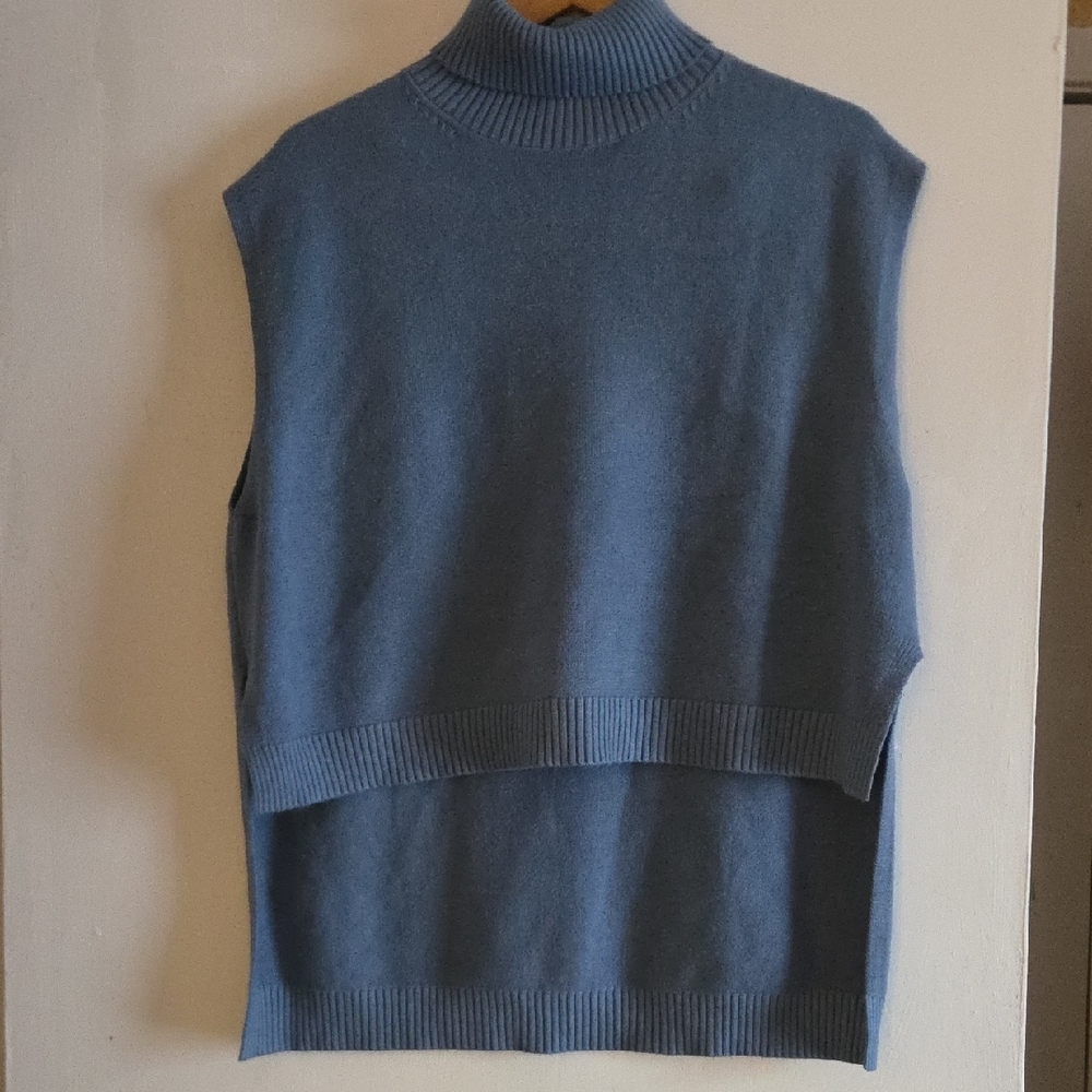 Karlie Blue Sleeveless Turtleneck Sweater